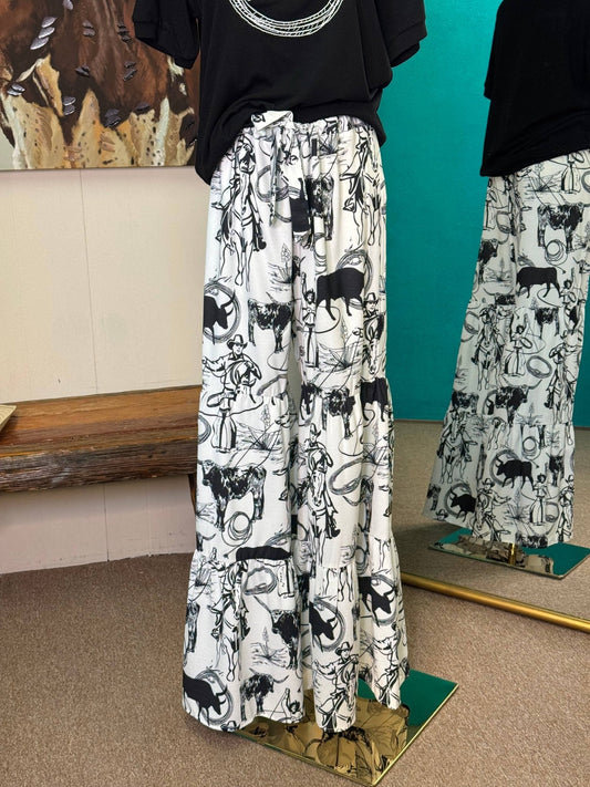 Lasso Your Longhorn tiered ruffle pants 2XL