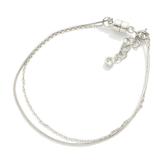 Magnetic Layered Chain Link Bracelet Silver