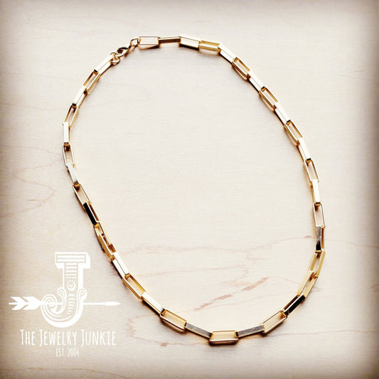 Matte Gold Large Chain Link Layering Necklace Gold