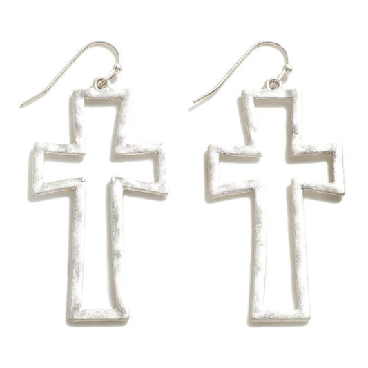 Metal Cross Drop Earrings - The Mustard Seed Collection, The Seed