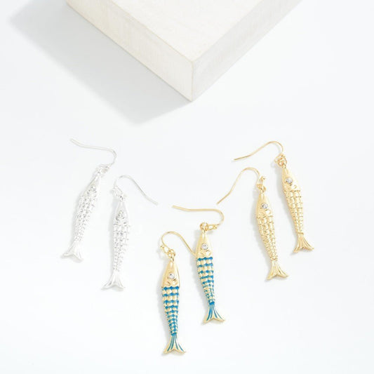 Metal Fish Drop Earrings - The Mustard Seed Collection, The Seed