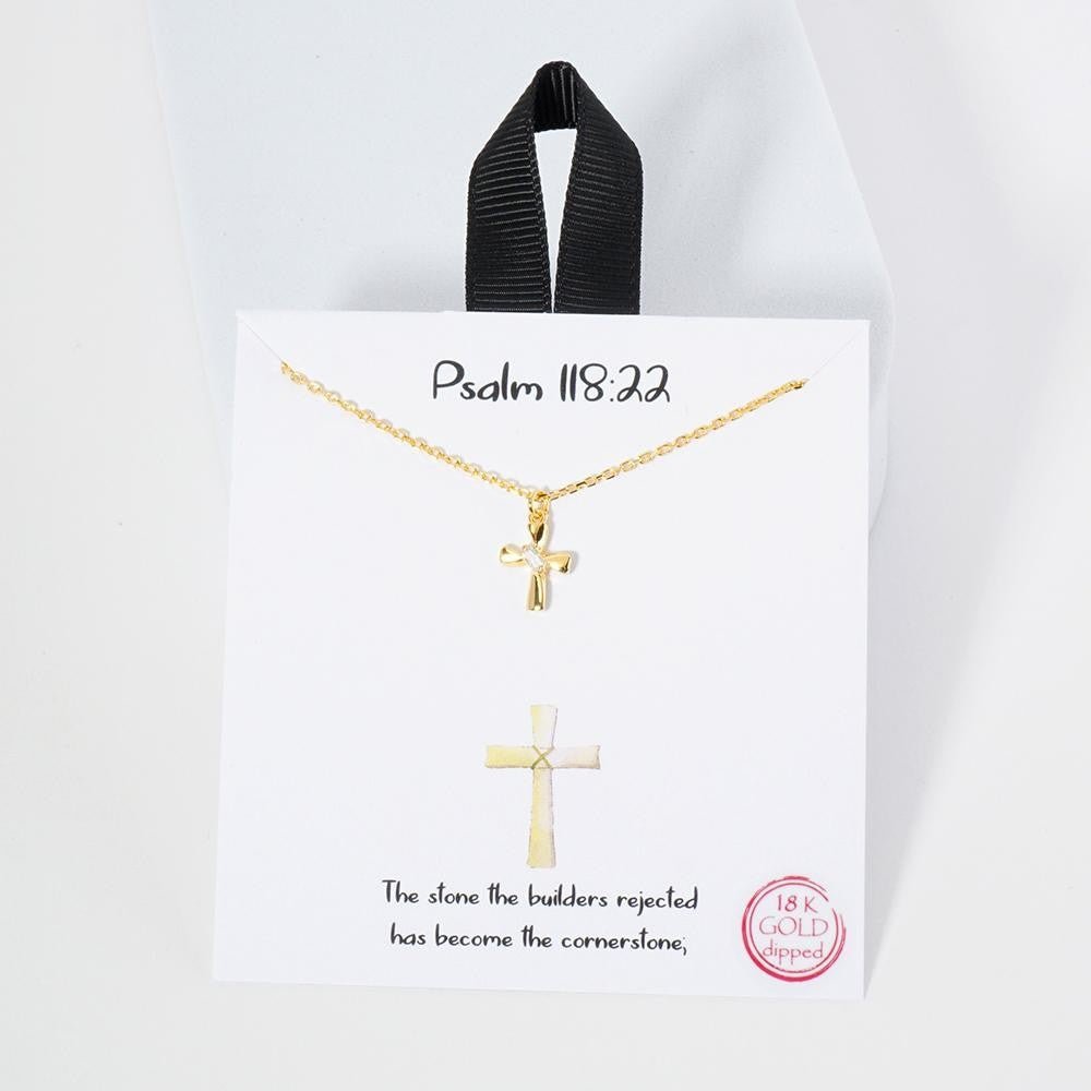 Metal Tone Cross Pendant With Cubic Zirconia Accent - The Mustard Seed Collection, The Seed