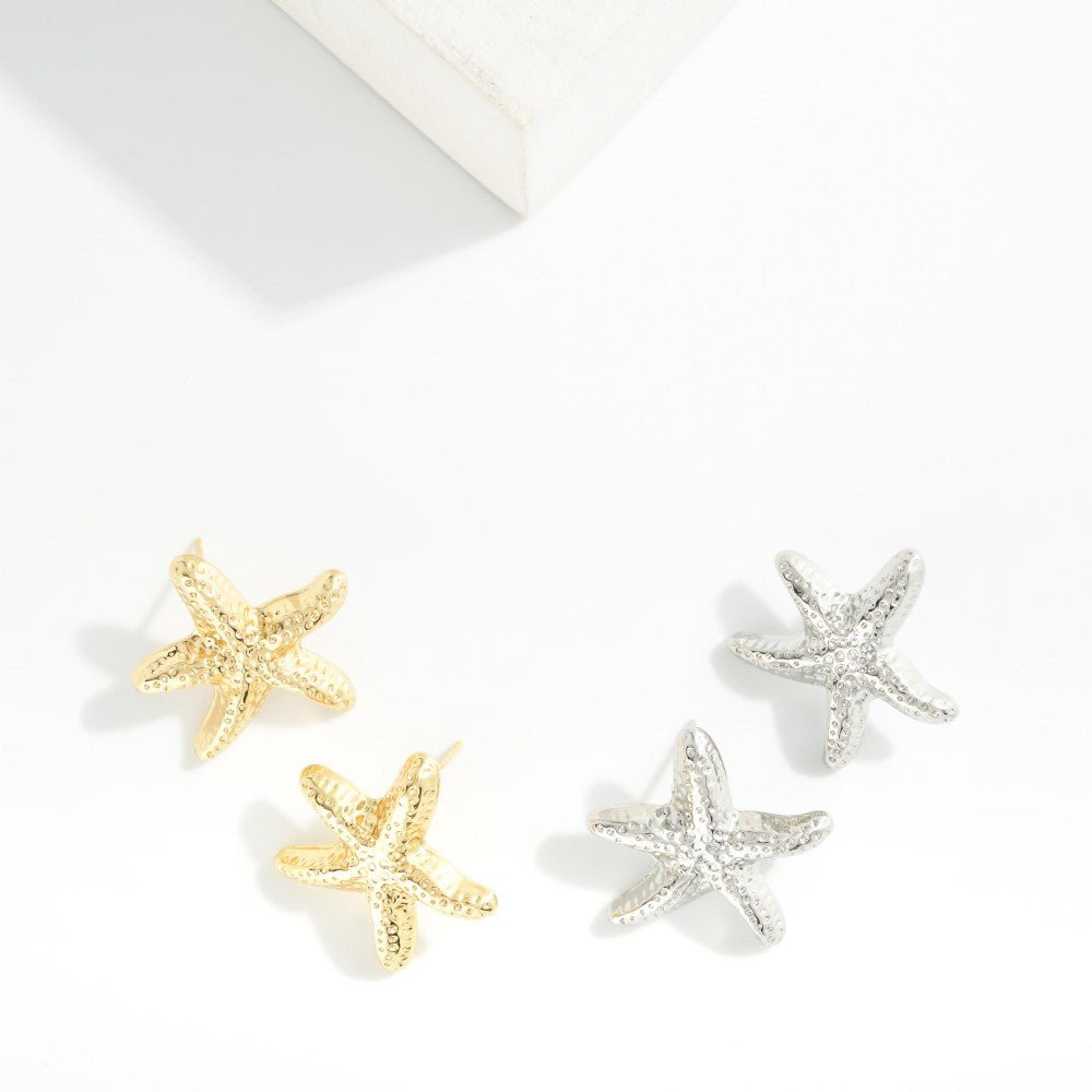Metal Tone Starfish Post Drop Earrings