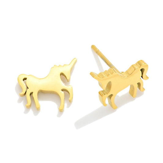 Metal Tone Unicorn Stud Earrings Default Title