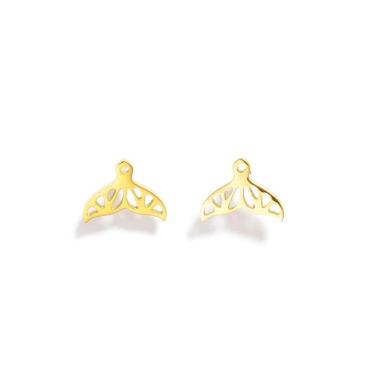 Metal Tone Whale Tail Stud Earrings - The Mustard Seed Collection, The Seed