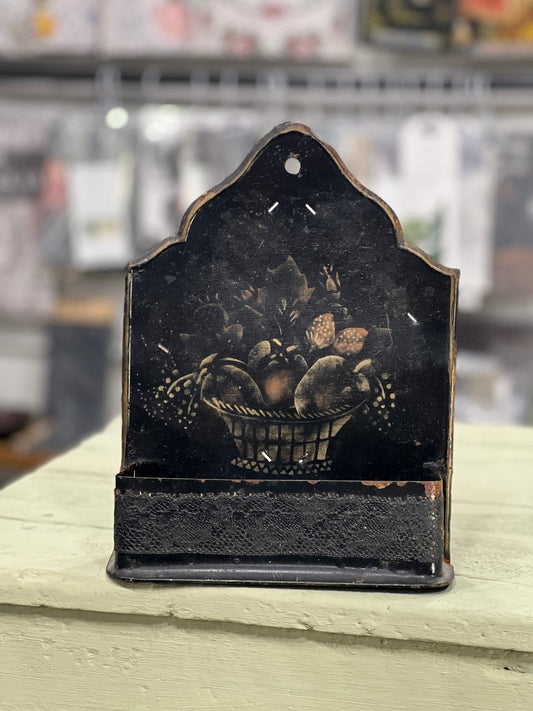 Metal Wall Pocket with Fruit Basket Motif - The Mustard Seed Collection, The Seed