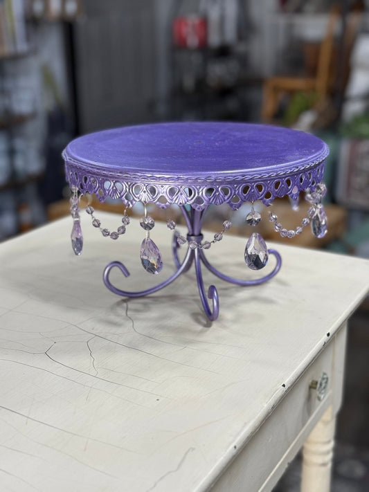 Metallic Purple Cake Stand with Jewels - The Mustard Seed Collection, The Seed