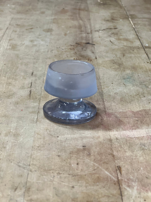 Minimalist Frosted & Tinted Glass Pedestal Tealight Candle Holder 1.75" x 2" x 2" - The Mustard Seed Collection, The Seed