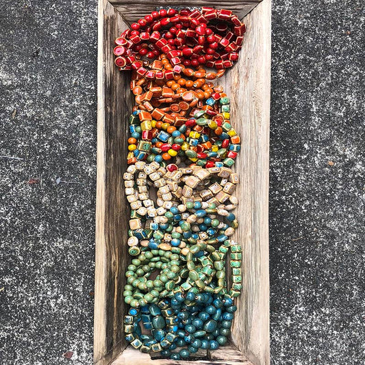 Mixed Color and Shape Clay Bead Stretch Bracelet