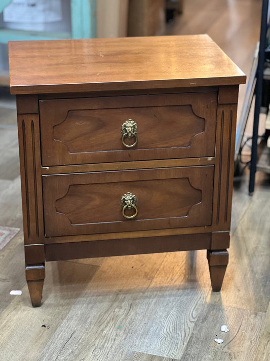 Painted End Table with Lion Handles