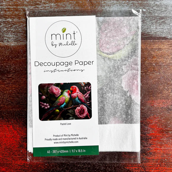 A1 Pastel Love Mint Decoupage Paper