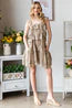 Ruffled Romper -Ruffle Tiered BabyDoll Mini Dress Taupe/Mushroom Color