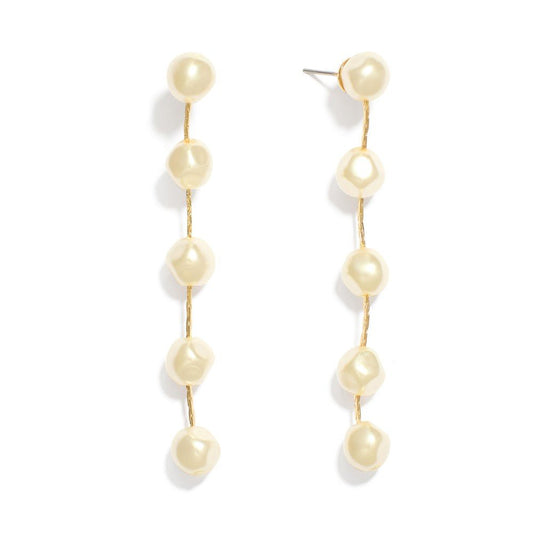 Pearl Beaded Cobra Chain Link Earrings Gold