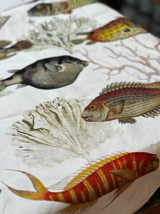 P/Kaufmann Fabrics Coastal Fish & Coral Marine Life Fabric Remnant (57" x 57") - The Mustard Seed Collection, The Seed