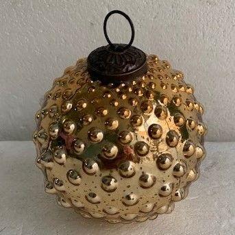 Vintage Inspired Gold Hobnail Round Ornament