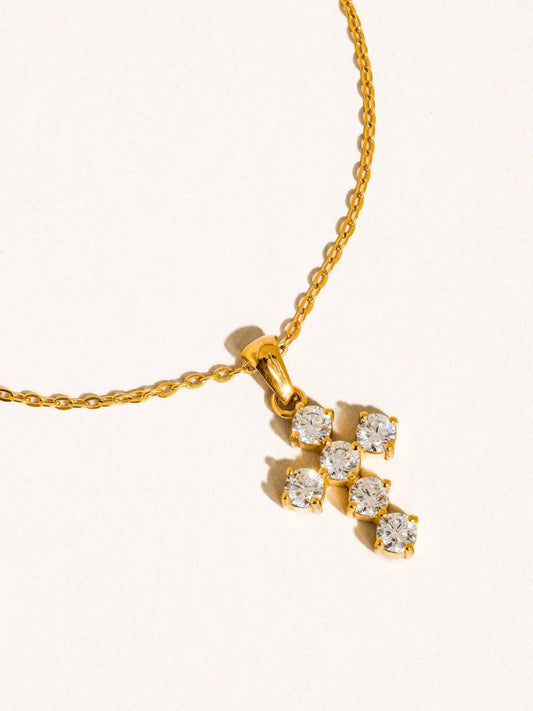 Raimon 18K Gold Non-Tarnish Dainty Cross Necklace: Yellow Gold - The Mustard Seed Collection, The Seed