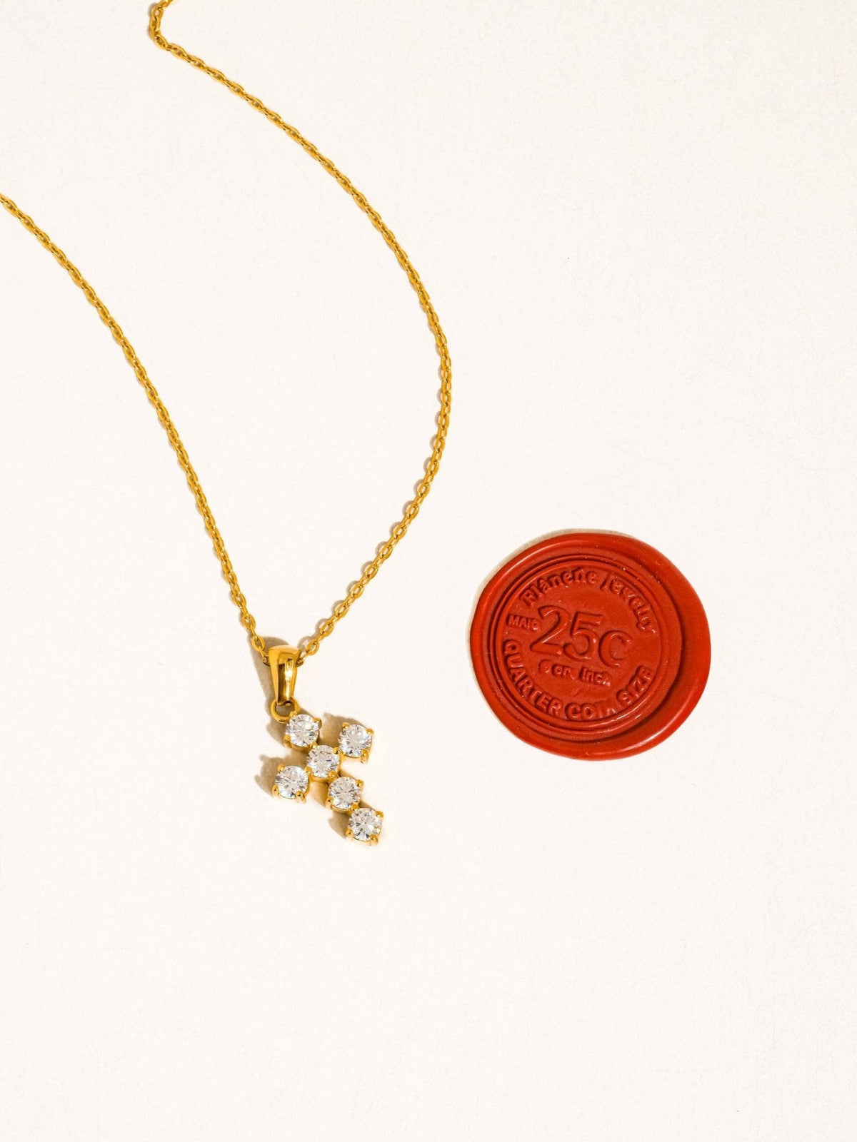 Raimon 18K Gold Non-Tarnish Dainty Cross Necklace: Yellow Gold - The Mustard Seed Collection, The Seed