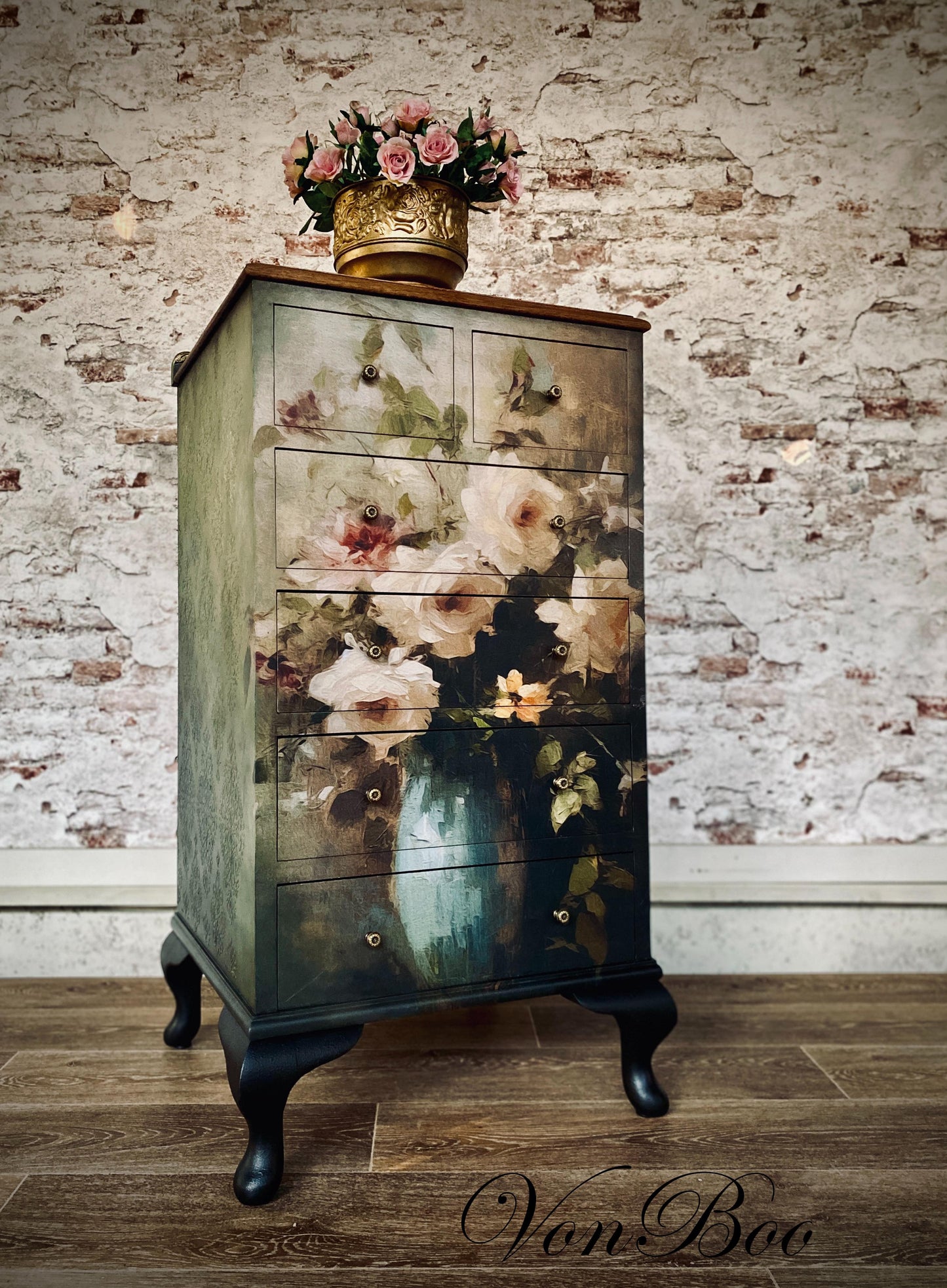 A1 Romantic Roses Mint Decoupage Paper