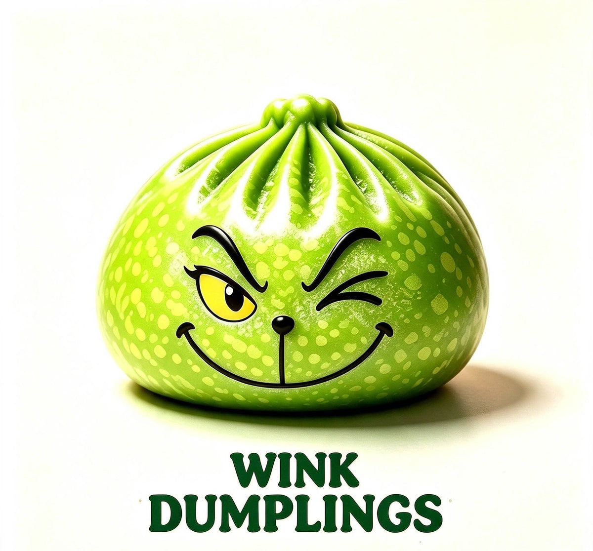 Green Holiday Character Mini Dumpling TPR Squishy: Winking Green Holiday Character 5.5 cm Heart Shake