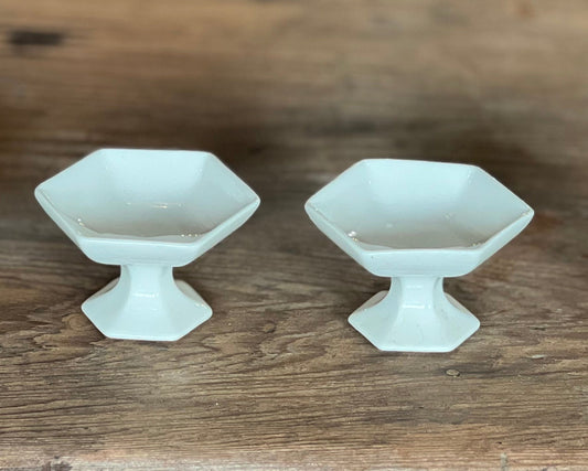 Set of 2 Small Octagonal White Ceramic Dishes - The Mustard Seed Collection, The Seed