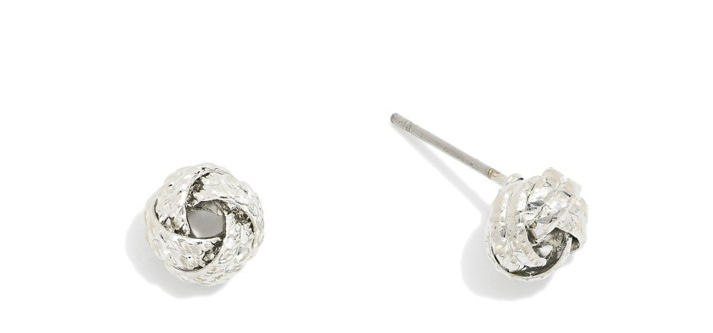 Stud Earrings: Large Pearl Studs or Metal Tone Knotted Studs Small Textured Knot