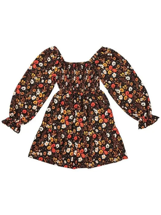 Simply Southern Vintage Floral BabyDoll Dress Black Floral 2XL