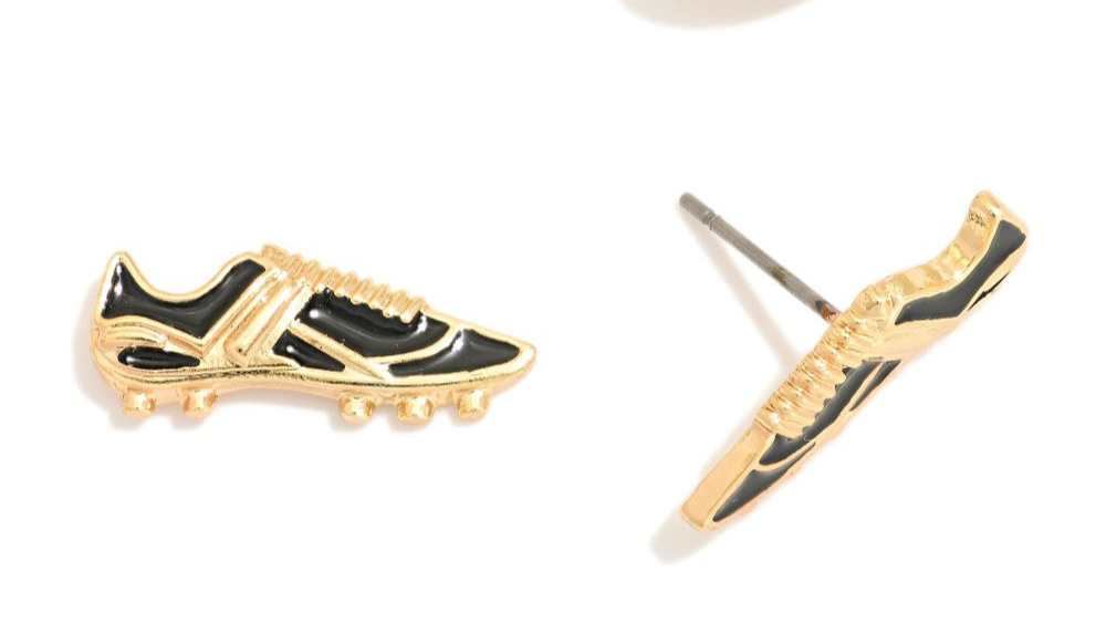 Enamel Soccer Ball or Cleats Stud Earrings Soccer Cleat