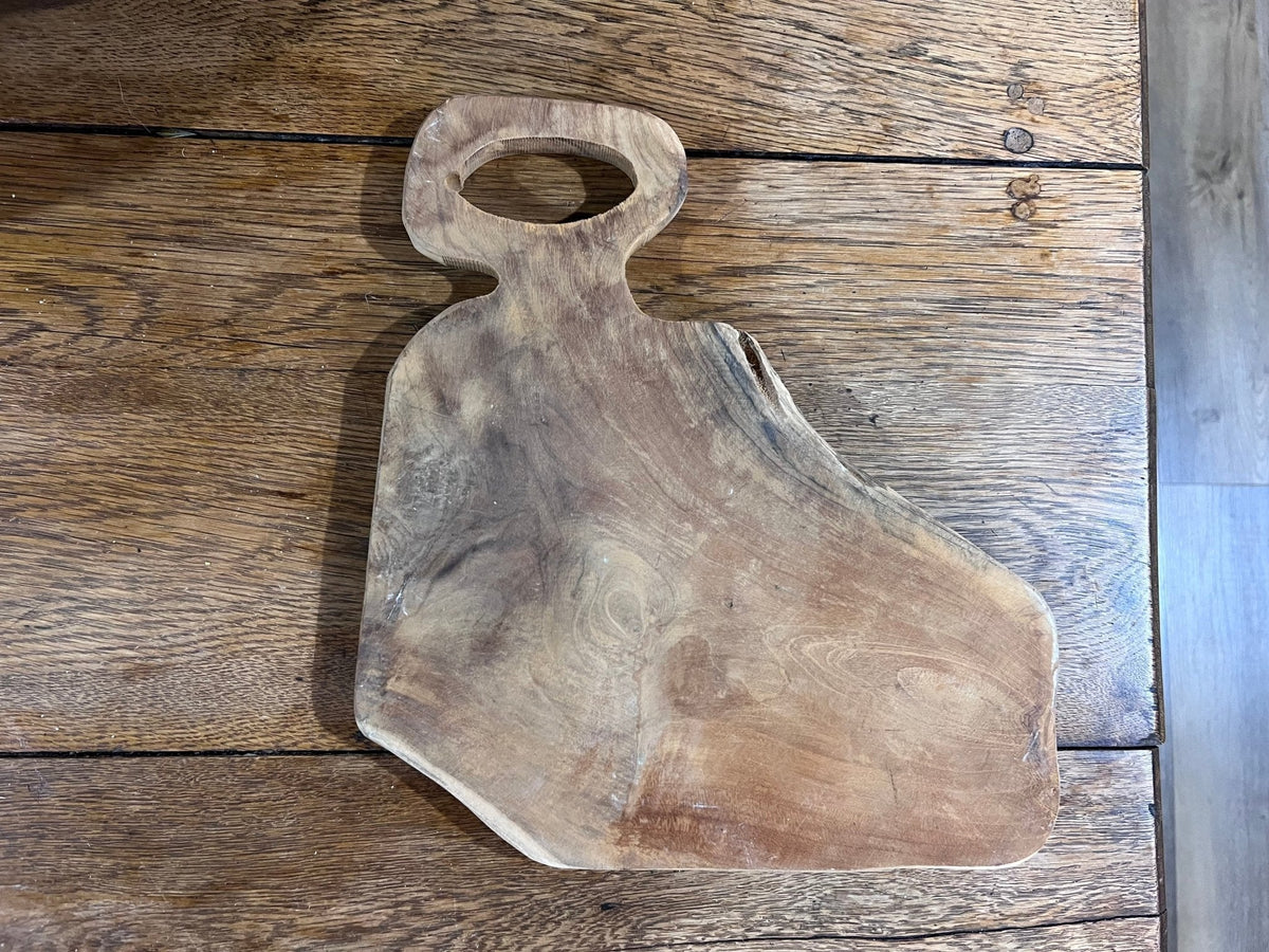 Teak Natural Bread Board with Oval Handle - The Mustard Seed Collection, The Seed