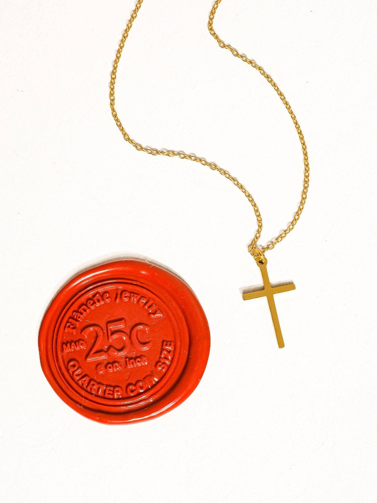 Tirza 18K Gold Non-Tarnish Small Cross Necklace: Yellow Gold - The Mustard Seed Collection, The Seed