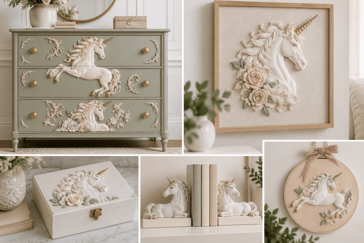 Unicorns IOD Mould 6x10 | Iron Orchid Designs Furniture Appliqué CastingMoulds