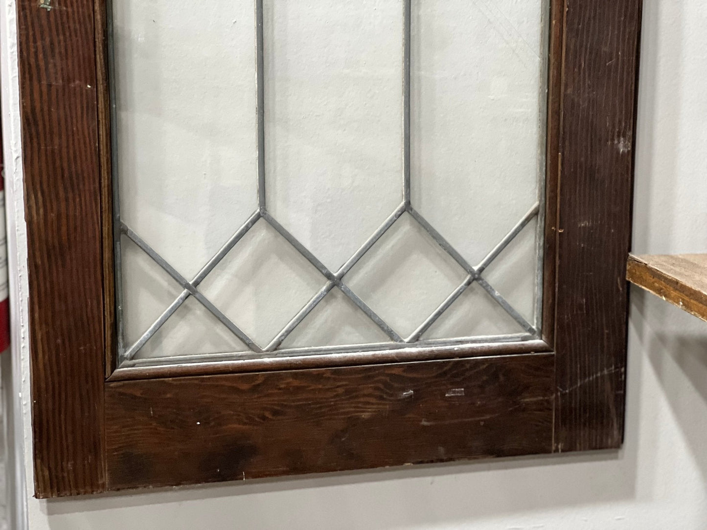 Vintage Architectural Leaded Glass Window Sidelight (44.5" x 16") - The Mustard Seed Collection, The Seed