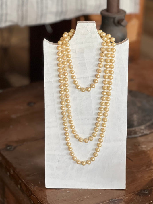 Vintage Cream Faux Pearl Opera Length Necklace - 52" Continuous Endless Strand