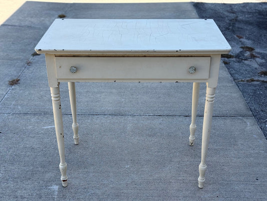 Vintage Cream Vanity or Desk with one Drawer