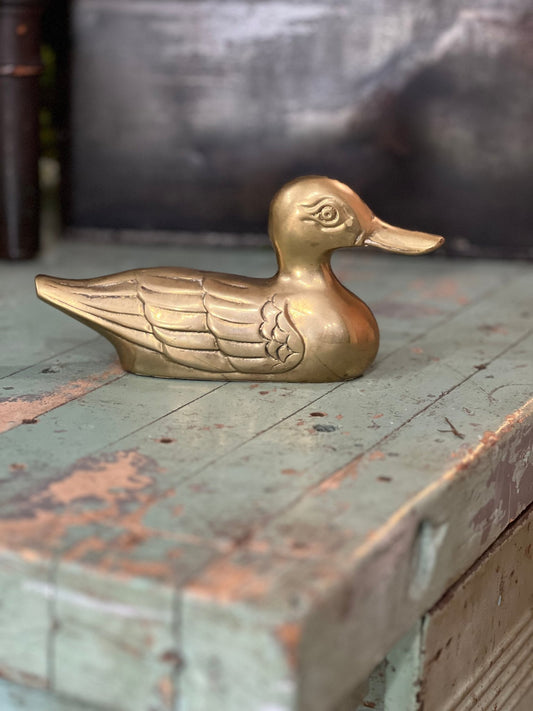 Vintage GATCO Solid Brass Duck Decoy Figurine – 7" Felt-Base Paperweight - The Mustard Seed Collection, The Seed