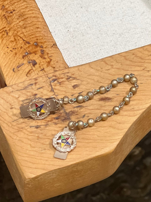 Vintage Order of the Eastern Star Faux Pearl Sweater Clip & Glove Guard - The Mustard Seed Collection, The Seed