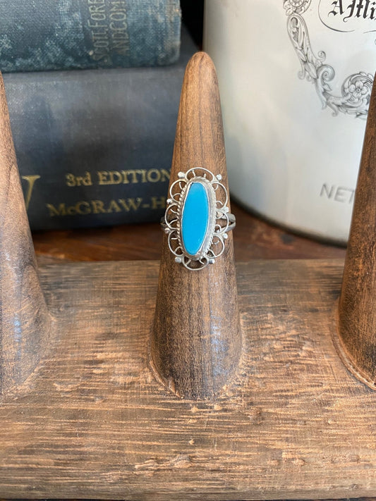 Vintage Sterling Blue Turquoise Ring - The Mustard Seed Collection, The Seed