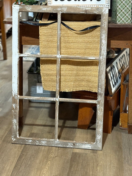 White Distressed Wood Window Frame