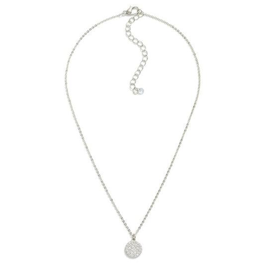 Dainty Chain Link Necklace Featuring Simple Rhinestone Cluster Pendant