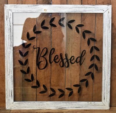 Blessed Glass Sign 21" x 20"