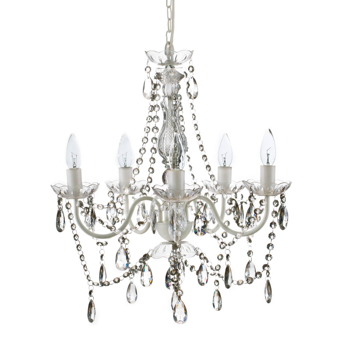 5 Light Crystal White Chandelier
