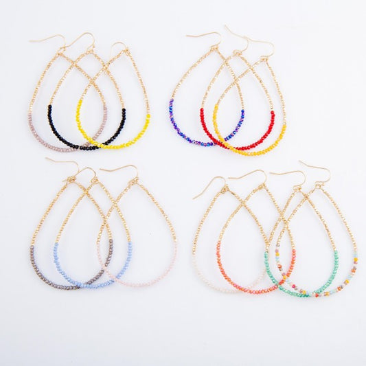 Half & Half Dainty Beaded Teardrop Earrings