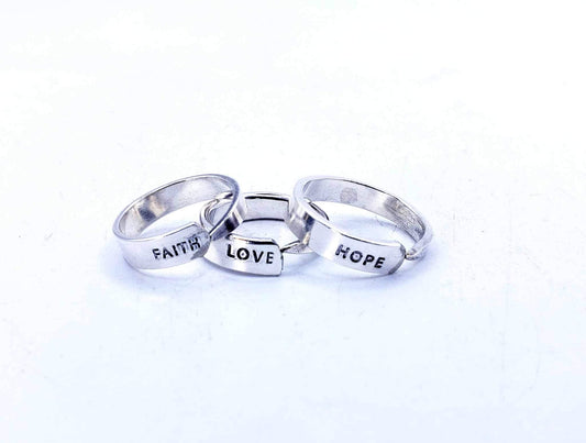 FAITH, HOPE, LOVE Fork Tine Rings