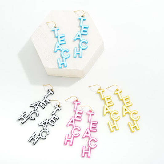 Resin 'Teach' Drop Earrings Featuring Speckle Detail