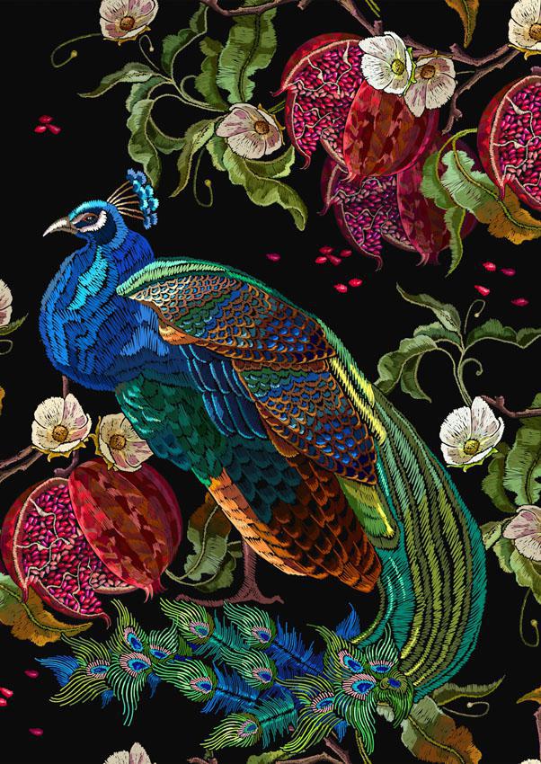 A3 Peacock Mint Decoupage Paper