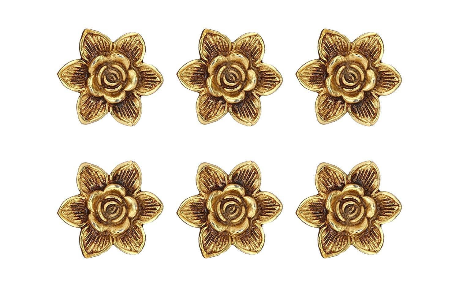Set of Six Gold Flower Knobs Perilla Home