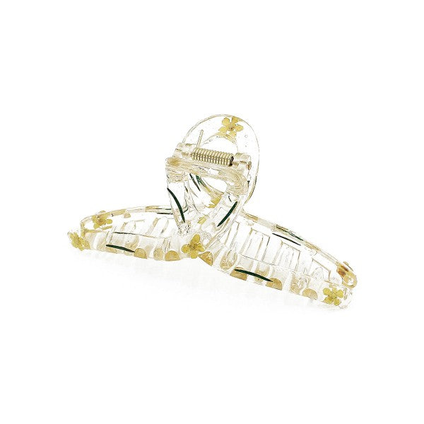 Acrylic Hair Clip With Flower Inlays