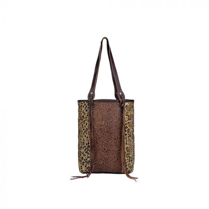 Myra Golden Studs Leather & Hair On Bag