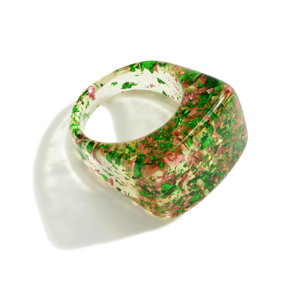 Resin Ring with Inlaid Multi Color Flakes Judson