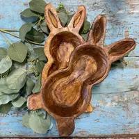 Bunny Dough Bowl Natural Wooden Bunny Bowl