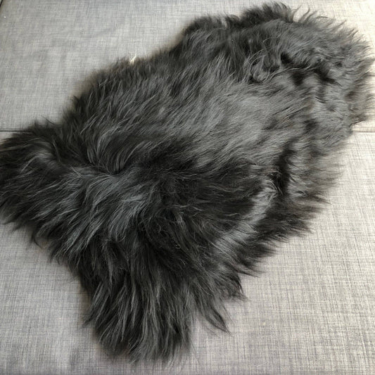 Icelandic Natural Black Eco Sheepskin Rug 100% Undyed: XL